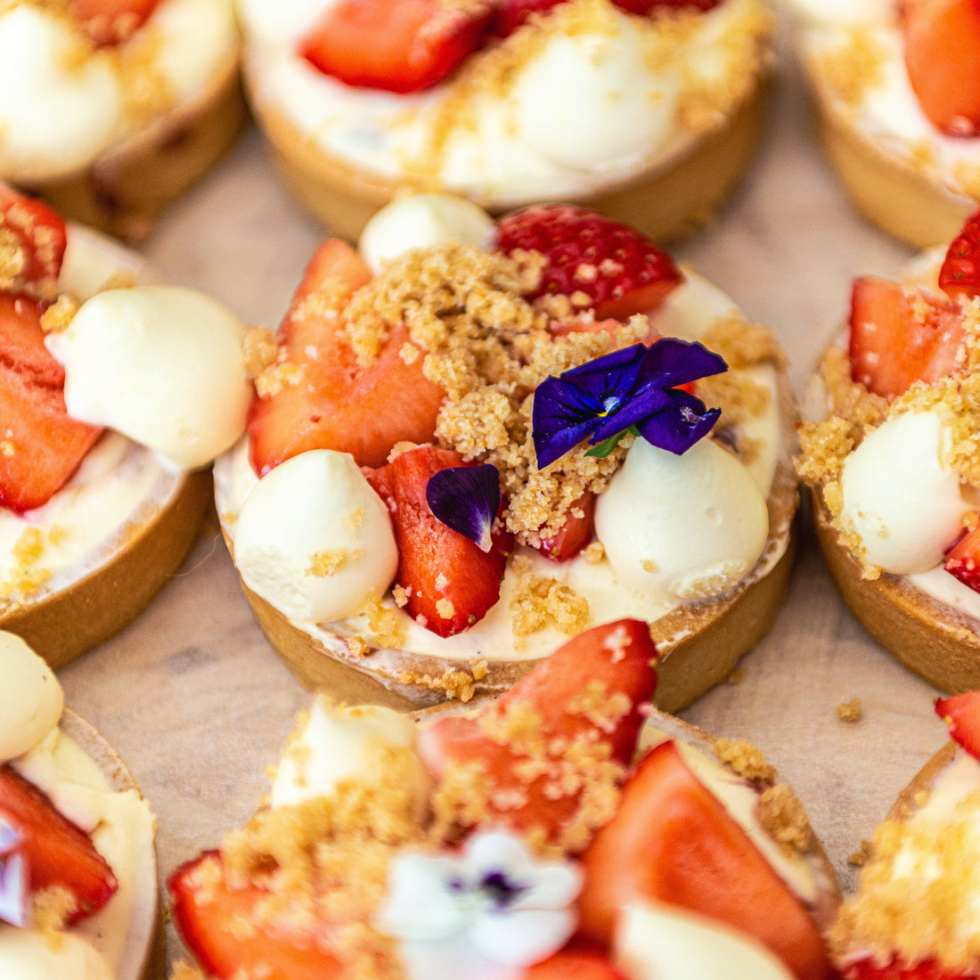 Seasonal bakes at Krumb Bakery Belfast, a beautiful strawberry tart made fresh in season