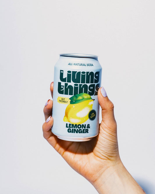 Living Things prebiotic sodas available at Krumb vegan bakery Belfast