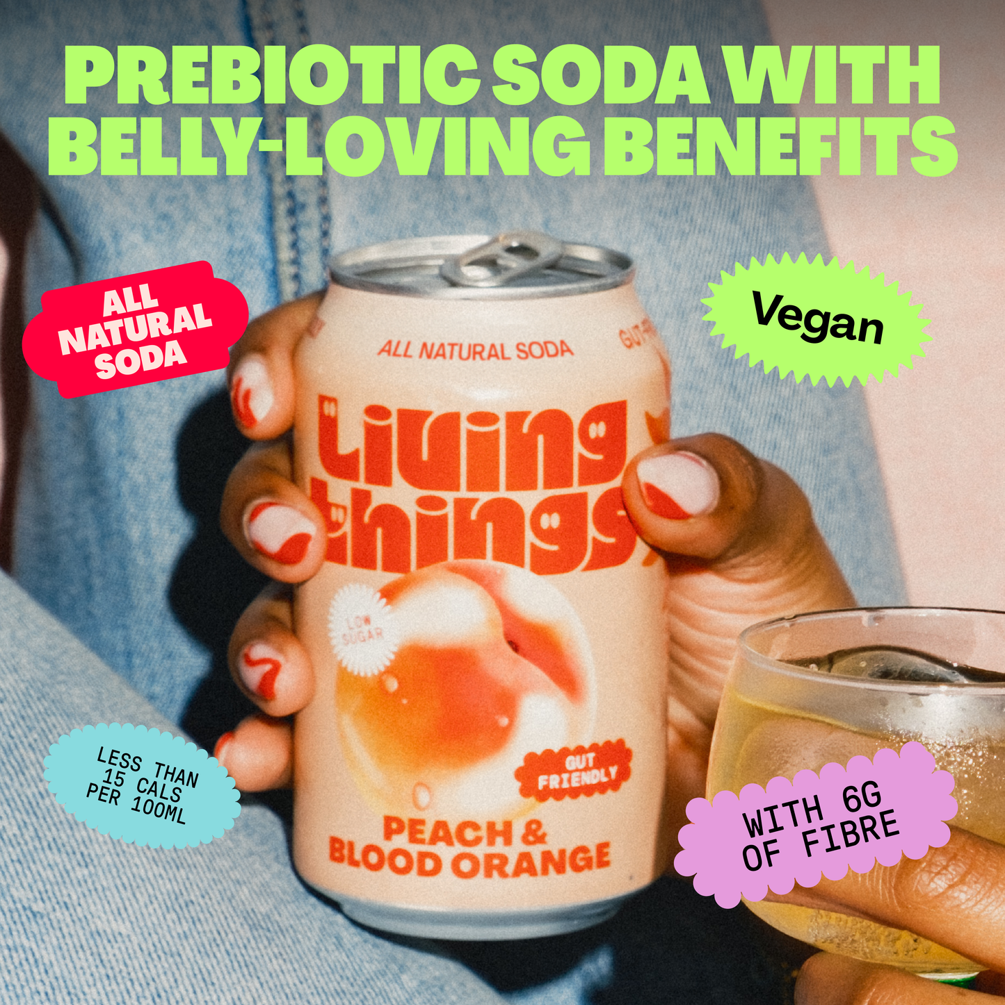 Living Things Prebiotic Soda - Peach & Blood Orange
