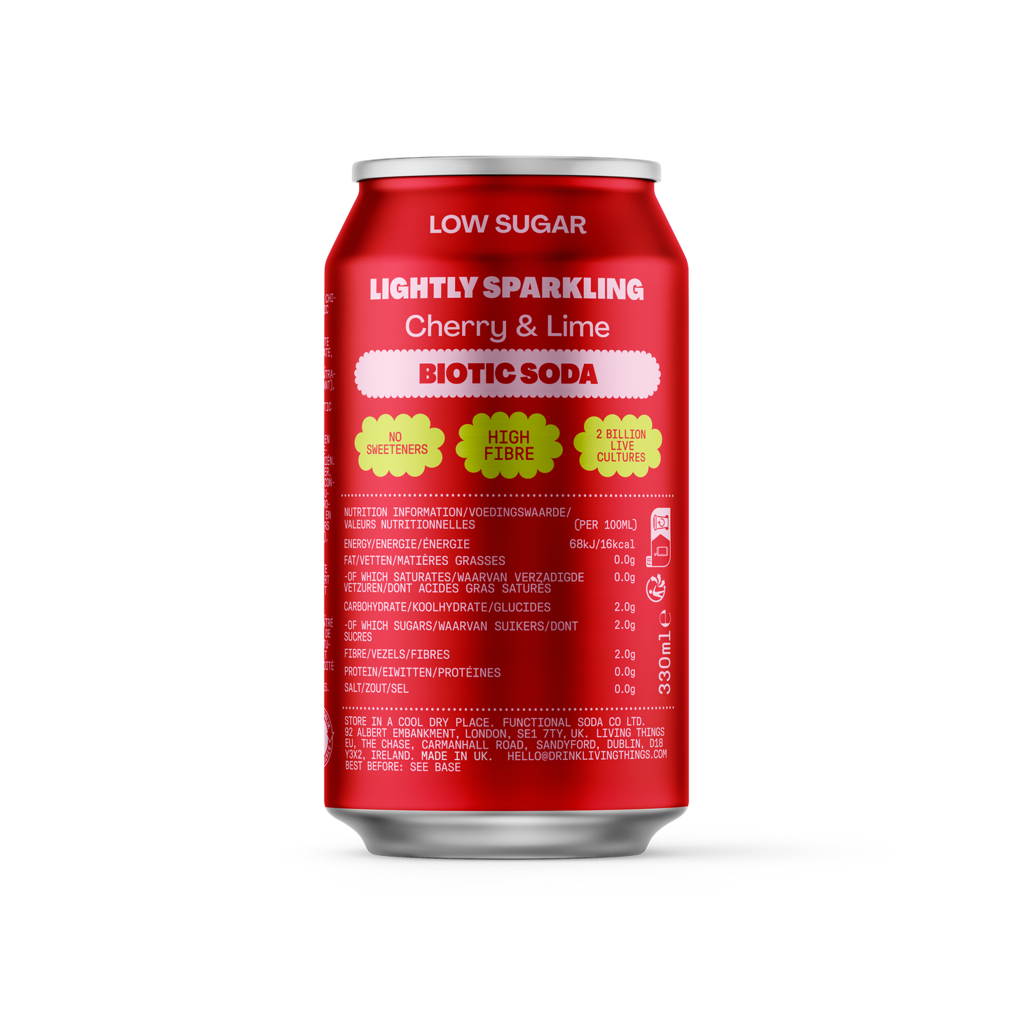 Living Things - Cherry & Lime Prebiotic Soda - Living Things