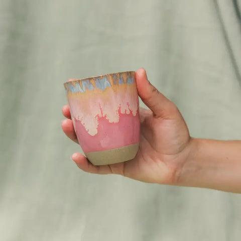 Handmade Krumb Pink Drip Cup for Christmas, Krumb Bakery Belfast